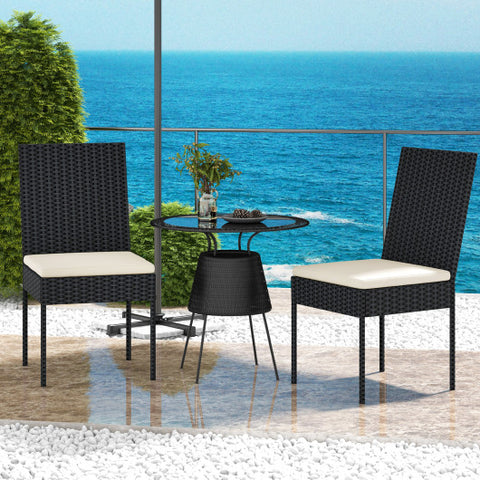 PE Wicker Patio Chairs Set of 2/4 with Cushions for Porch Deck Garden and Backyard-2 Pieces