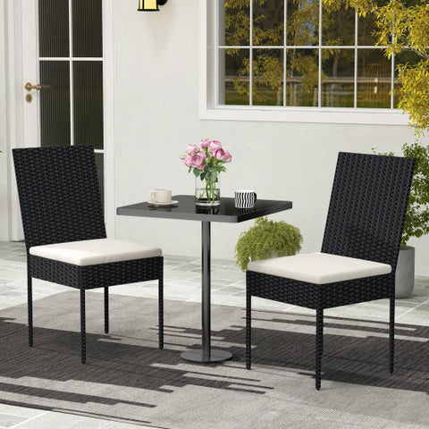 PE Wicker Patio Chairs Set of 2/4 with Cushions for Porch Deck Garden and Backyard-2 Pieces