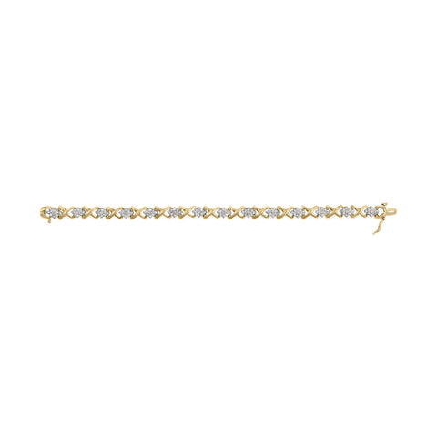 10k Yellow Gold Plated .925 Sterling Silver 2.00 Cttw Round-Cut Diamond Link 7" Bracelet (H-I Color, I2-I3 Clarity)