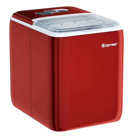 Costway Live 44 lbs Portable Countertop Ice Maker Machine with Scoop Red