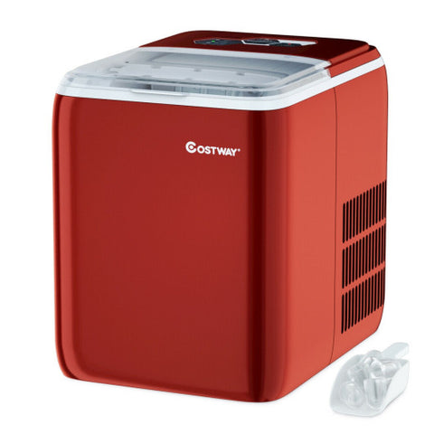 Costway Live 44 lbs Portable Countertop Ice Maker Machine with Scoop Red