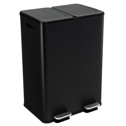 2 x 8 Gal Dual Compartment Trash Can-Black