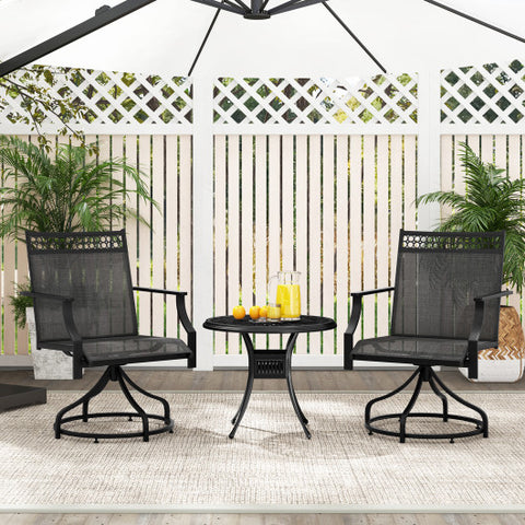 Patio Swivel Dining Chairs Set of 2 with Heavy-duty Metal Frame and Armrests-Gray