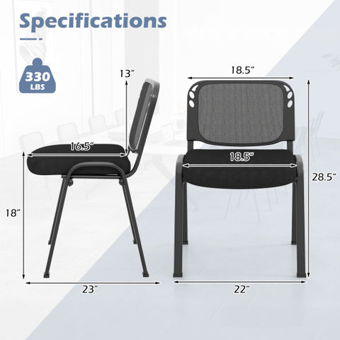 Set of 5 Stackable Conference Chairs with Mesh Back