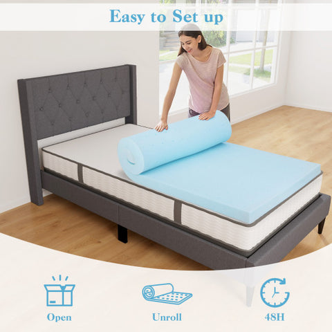 3 Inch Gel-Infused Memory Foam Mattress Topper with Removable Cover-Twin Size