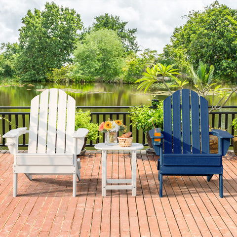 Foldable Weather Resistant Patio Chair with Built-in Cup Holder-Navy