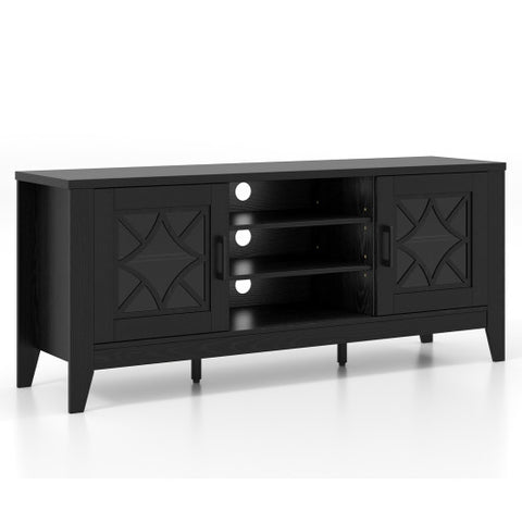 Farmhouse TV Stand for TVs Up to 65 Inches 4 Adjustable Shelves-Black