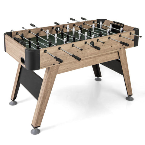 54 Inch Foosball Table Arcade Soccer Game Table with 2 Balls and 26 Players-Natural