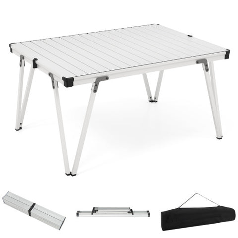 Folding Camping Table Picnic Table with Storage Bag and Waterproof Desktop-Silver