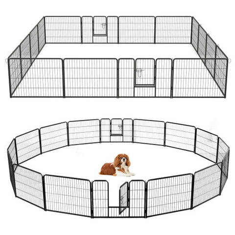 16 Panel 24/32/40 Inches Height Dog Playpen with Lock and Large Door-24 inches