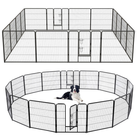 16 Panel 24/32/40 Inches Height Dog Playpen with Lock and Large Door-32 inches