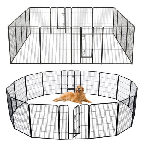 16 Panel 24/32/40 Inches Height Dog Playpen with Lock and Large Door-40 inches