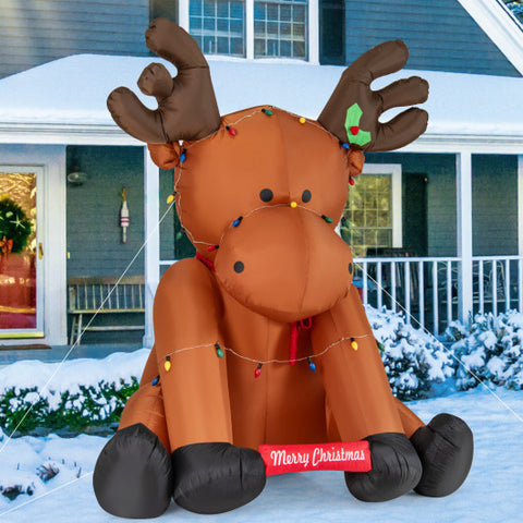 8.5 Feet Tall Christmas Inflatable Reindeer with 24 LED String Lights