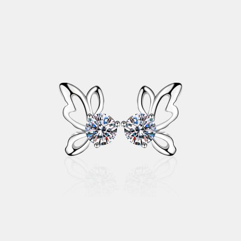 1 Carat Moissanite Butterfly Shape Earrings