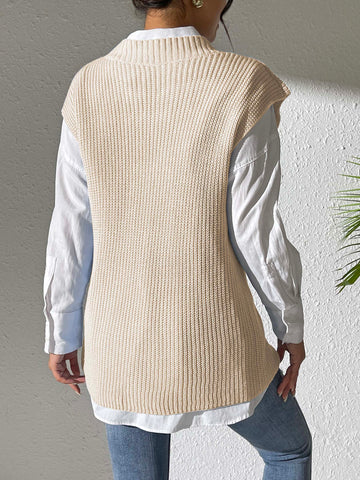 Pearl Trim V-Neck Sweater Vest