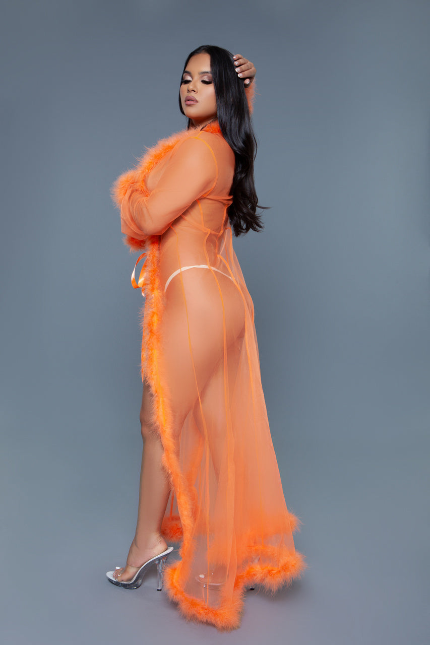 BW1650NOR Marabou Robe Neon Orange