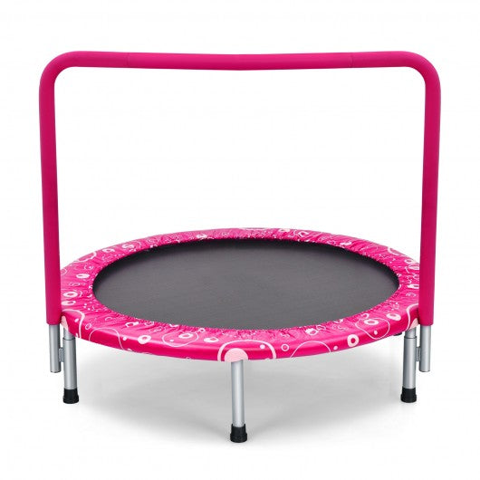 36 Inch Kids Trampoline Mini Rebounder with Full Covered Handrail -Pink