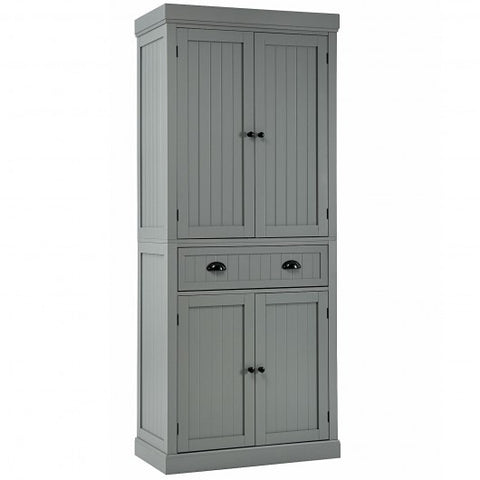 Cupboard Freestanding Kitchen Cabinet w/ Adjustable Shelves-Gray