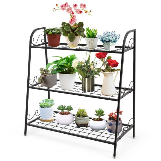 3-tier Metal Plant Stand Shelf Display Rack for Plants Shoes Flower Pot