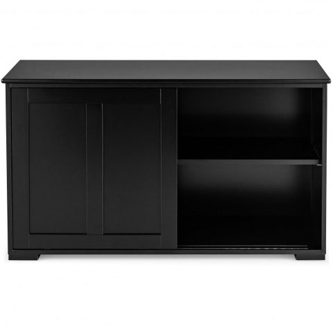 Kitchen Storage Cupboard Cabinet with Sliding Door-Black