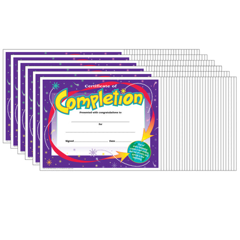 Certificate of Completion Colorful Classics Certificates, 30 Per Pack, 6 Packs