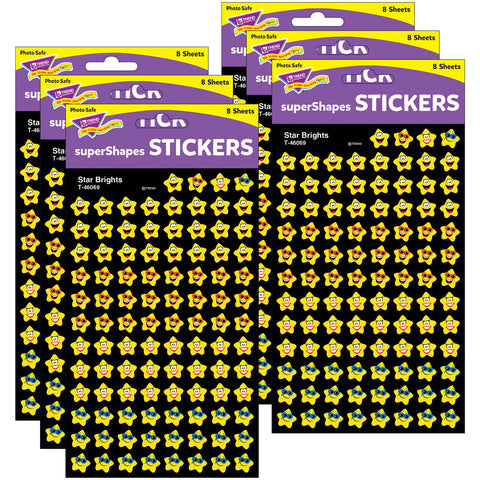 Star Brights superShapes Stickers, 800 Per Pack, 6 Packs