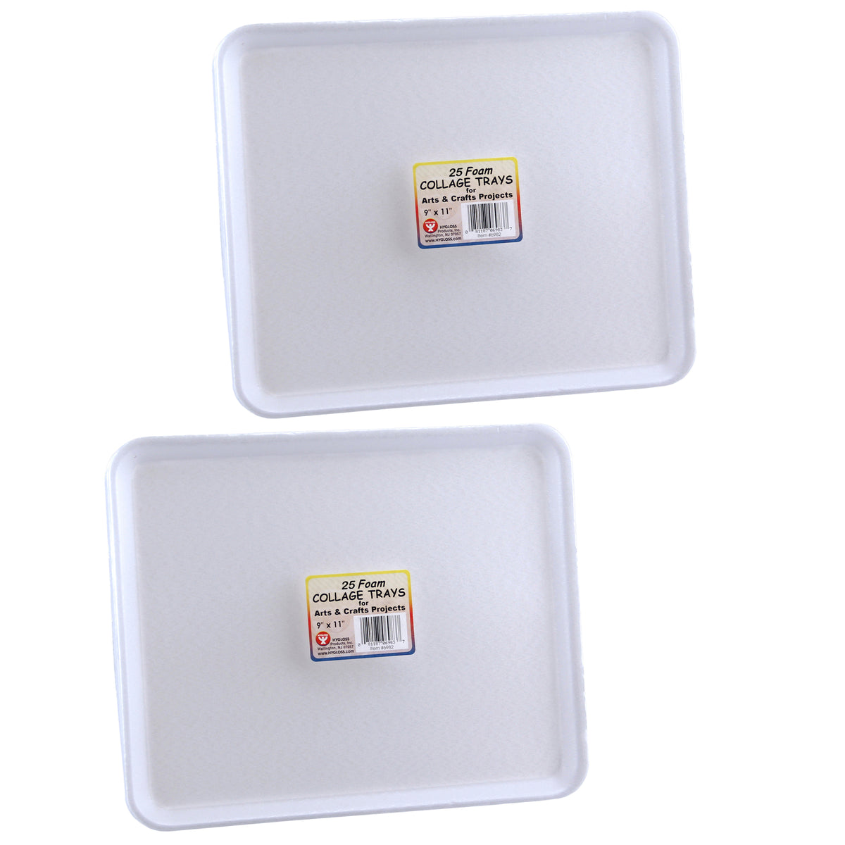 Foam Trays, 9" x 11", 25 Per Pack, 2 Packs