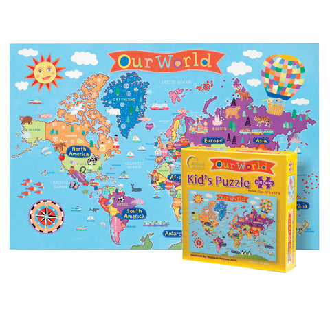 Kid's Jigsaw Puzzle, World, 13" x 19", 100 Pieces