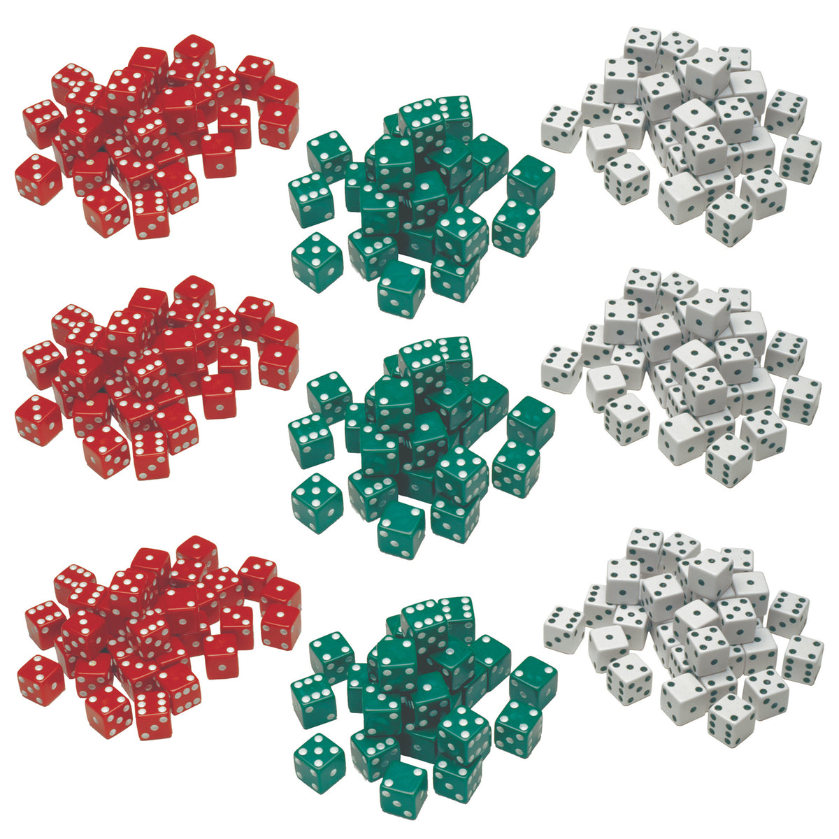 Dot Dice - Red/Green/White - 36 Per Pack, 3 Packs