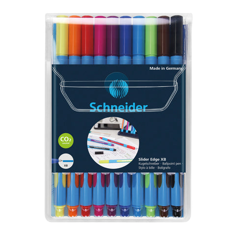 Slider Edge XB Ballpoint Pen, 1.4 mm, 10 Assorted Ink Colors in Reusable Wallet