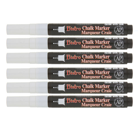 Bistro Single White Marker, Extra Fine Tip, Pack of 6