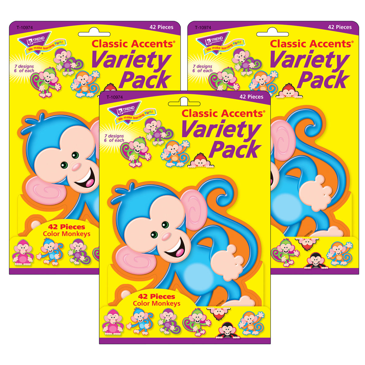 Color Monkeys Classic Accents® Variety Pack, 42 Per Pack, 3 Packs