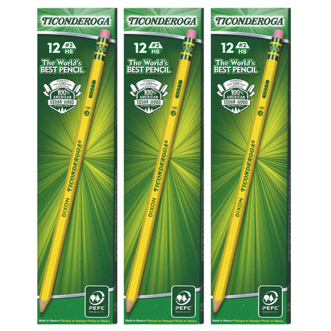 No. 2 Pencils, Pre-Sharpened, 12 Per Pack, 3 Packs