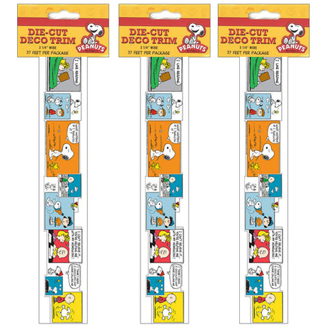 Peanuts® Comic Blocks Extra Wide Die Cut Deco Trim®, 37 Feet Per Pack, 3 Packs