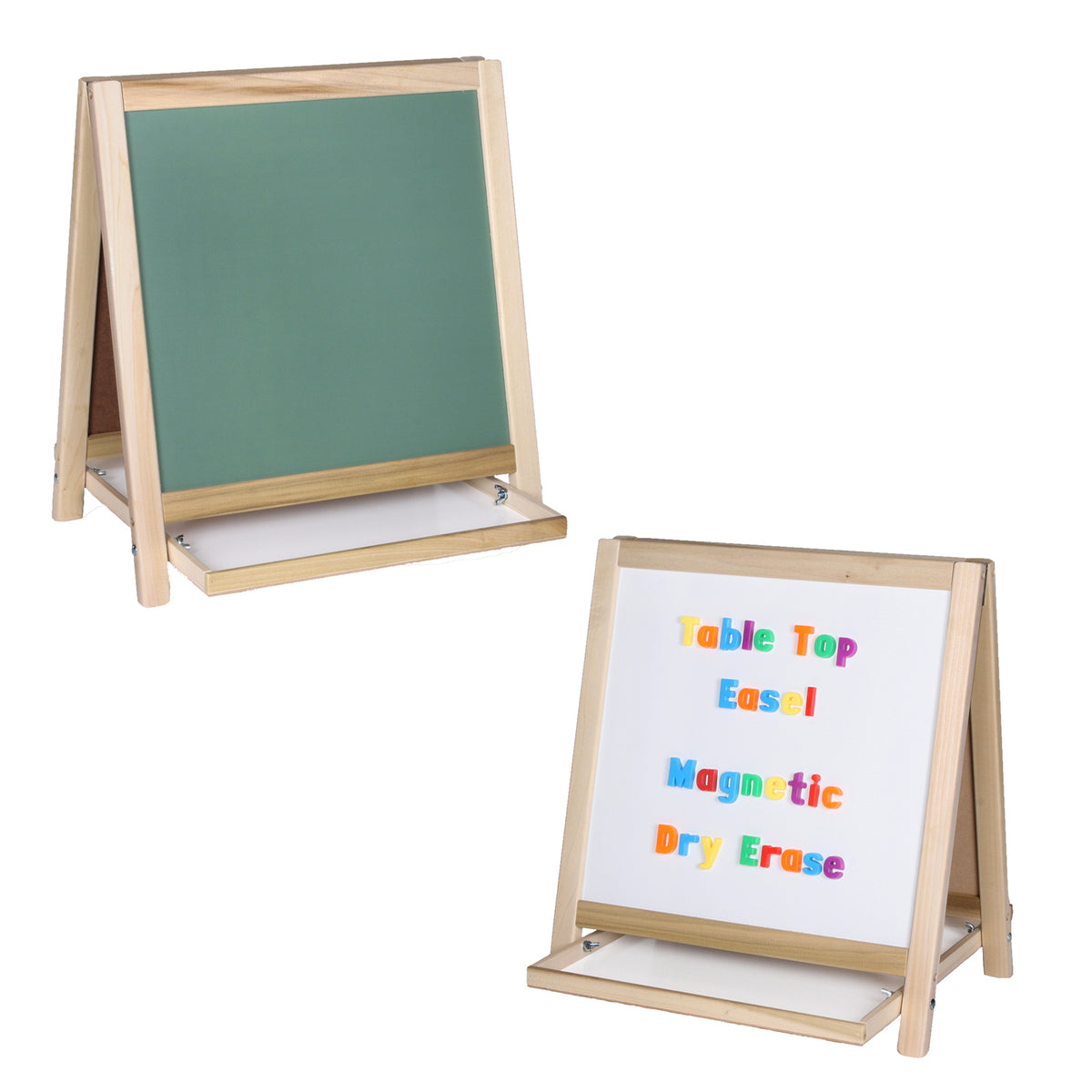 Magnetic Table Top Easel, Chalkboard/Whiteboard, 18.5" x 18"