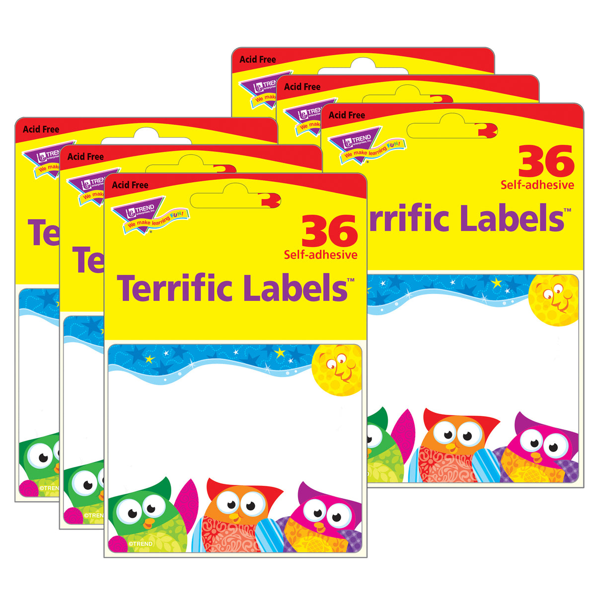 Owl-Stars!® Terrific Name Tag/Labels™, 36 Per Pack, 6 Packs