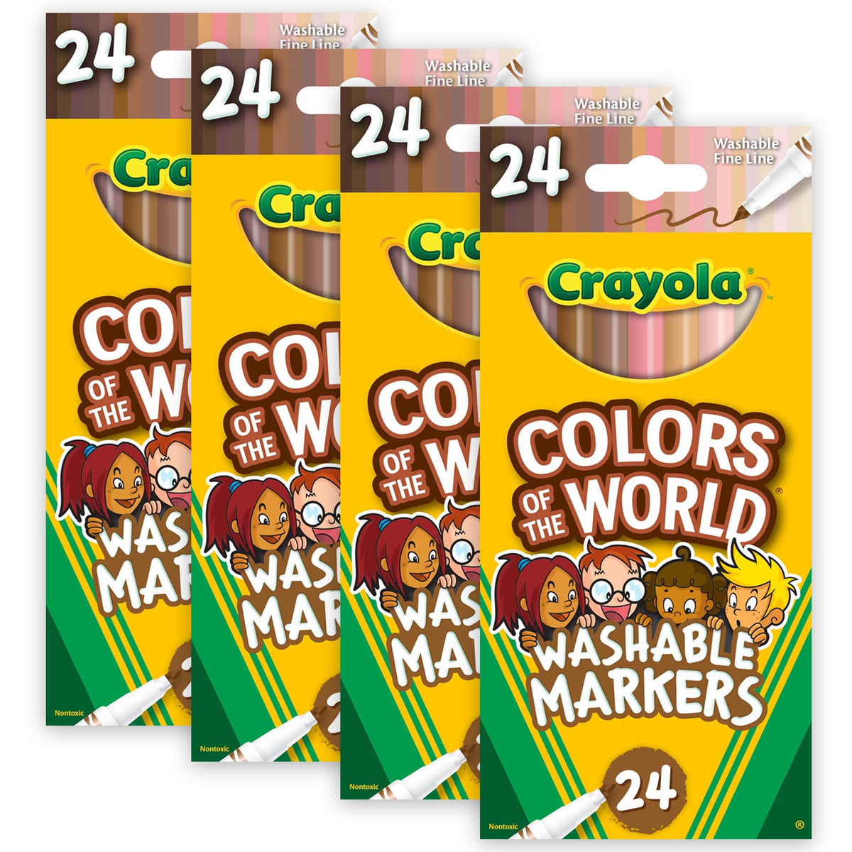 Colors of the World Fine Line Markers, 24 Per Pack, 4 Packs