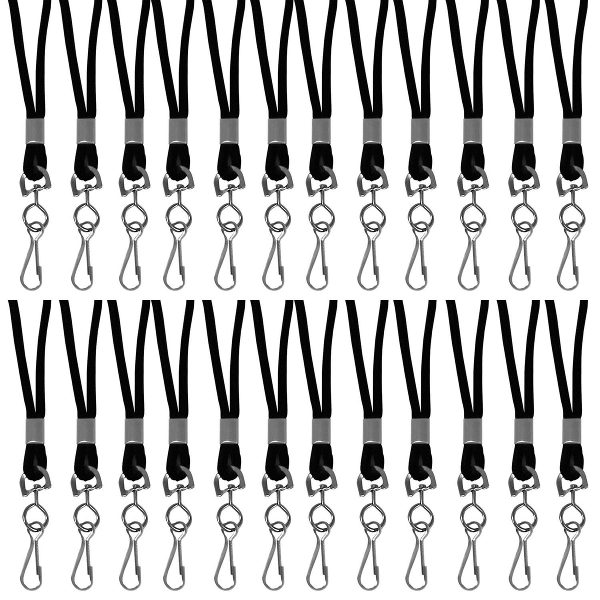 Standard Lanyard, Black, Swivel Hook, Pack of 24