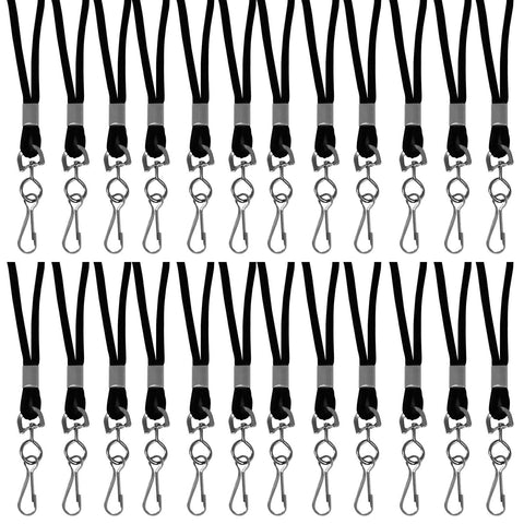 Standard Lanyard, Black, Swivel Hook, Pack of 24