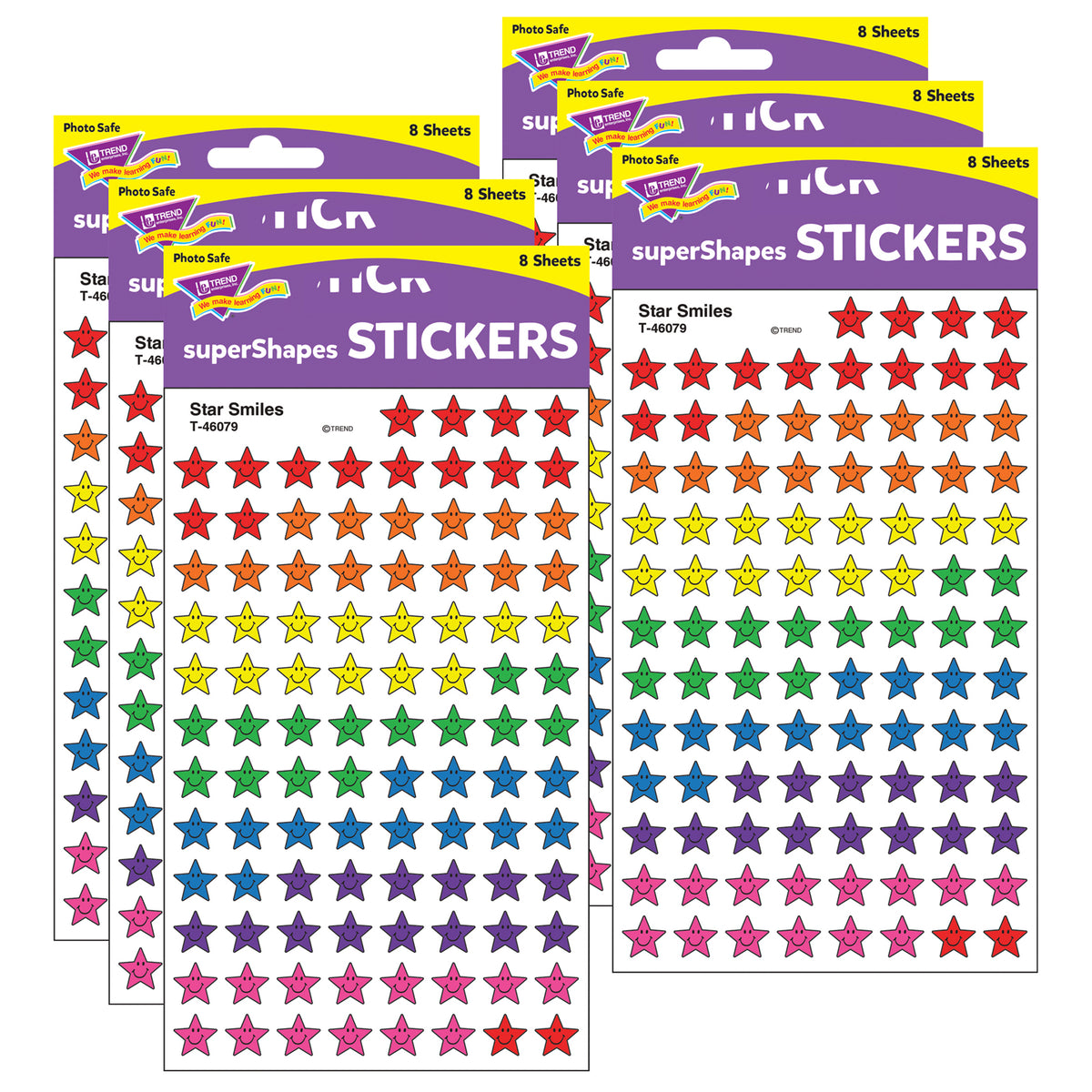 Star Smiles superShapes Stickers, 800 Per Pack, 6 Packs