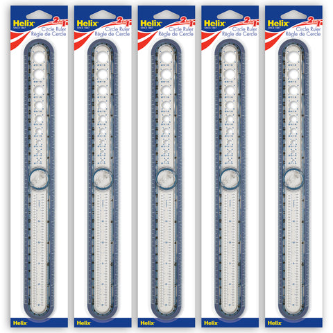 2-in-1 Circle Ruler Measuring & Compass Tool 12" / 30cm, Pack of 5