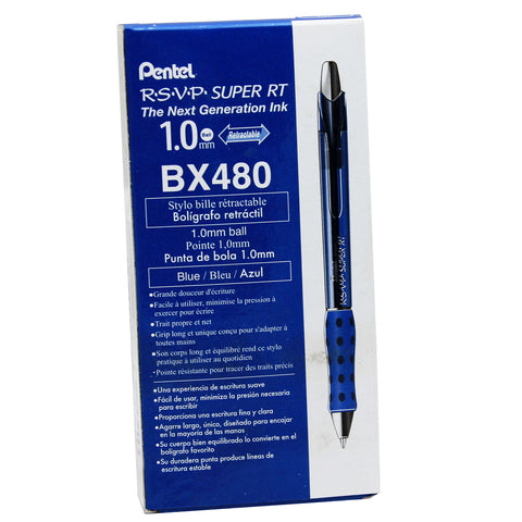 R.S.V.P.® Super RT Retractable Ballpoint Pen, Blue, Pack of 12