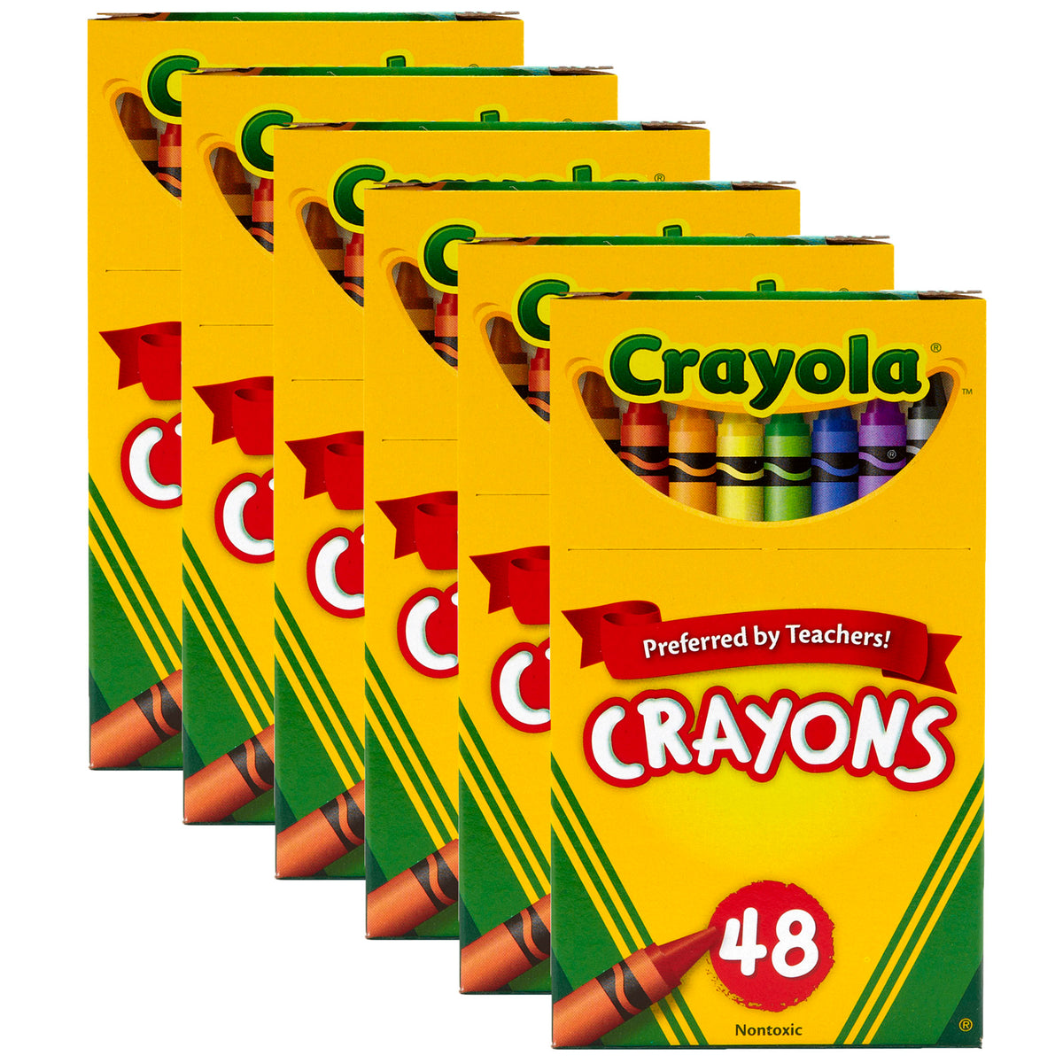 Crayons, Regular Size, 48 Per Box, 6 Boxes