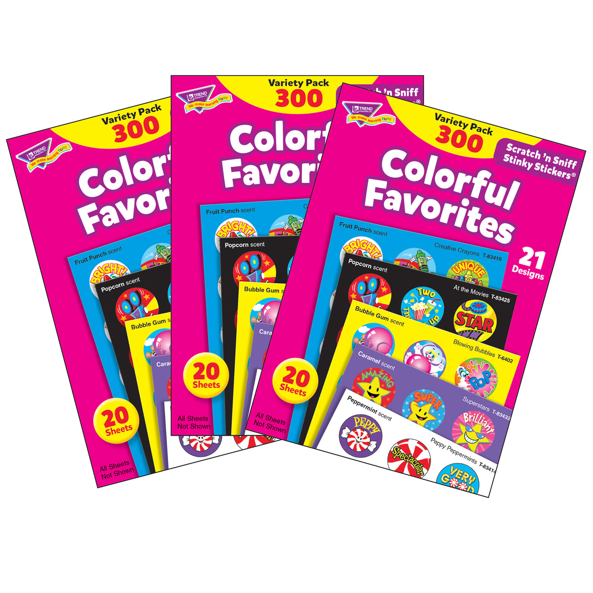 Colorful Favorites Stinky Stickers® Variety Pack, 300 Per Pack, 3 Packs