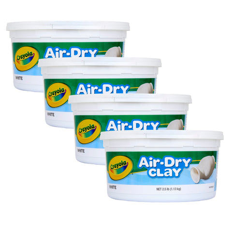 Air-Dry Clay, 2.5 lbs Resealable Bucket, White, Pack of 4