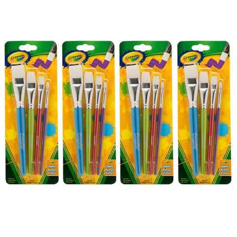 Big Paintbrush Set, Flat, 4 Per Pack, 4 Packs