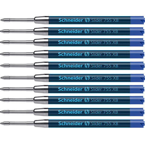 Slider 755 XB Ballpoint Pen Refill, Viscoglide Ink, Blue, Pack of 10