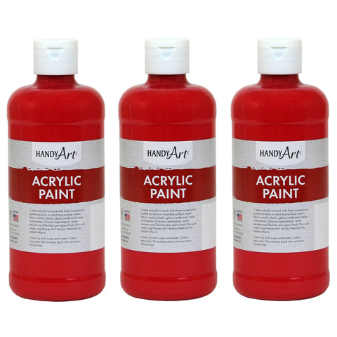 Acrylic Paint 16 oz, Brite Red, Pack of 3