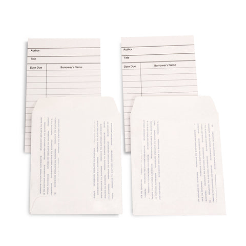 Library Cards & Self-Adhesive Pockets Combo, White, 150 Each/300 Pieces