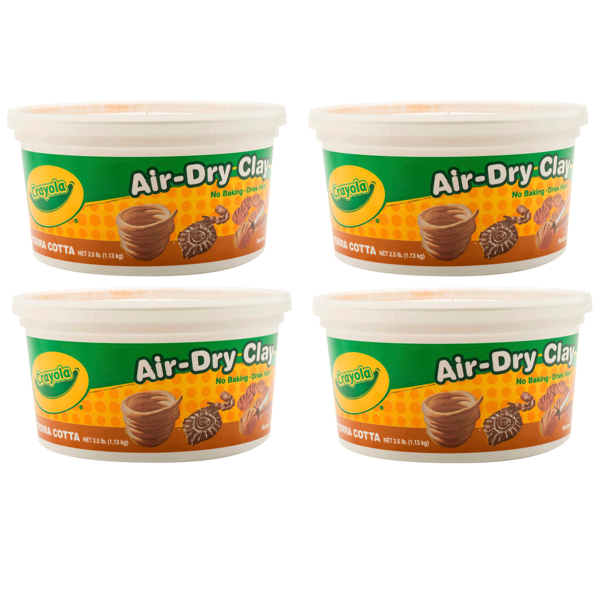 Air-Dry Clay, Terra Cotta, 2.5 lb Tub, Pack of 4